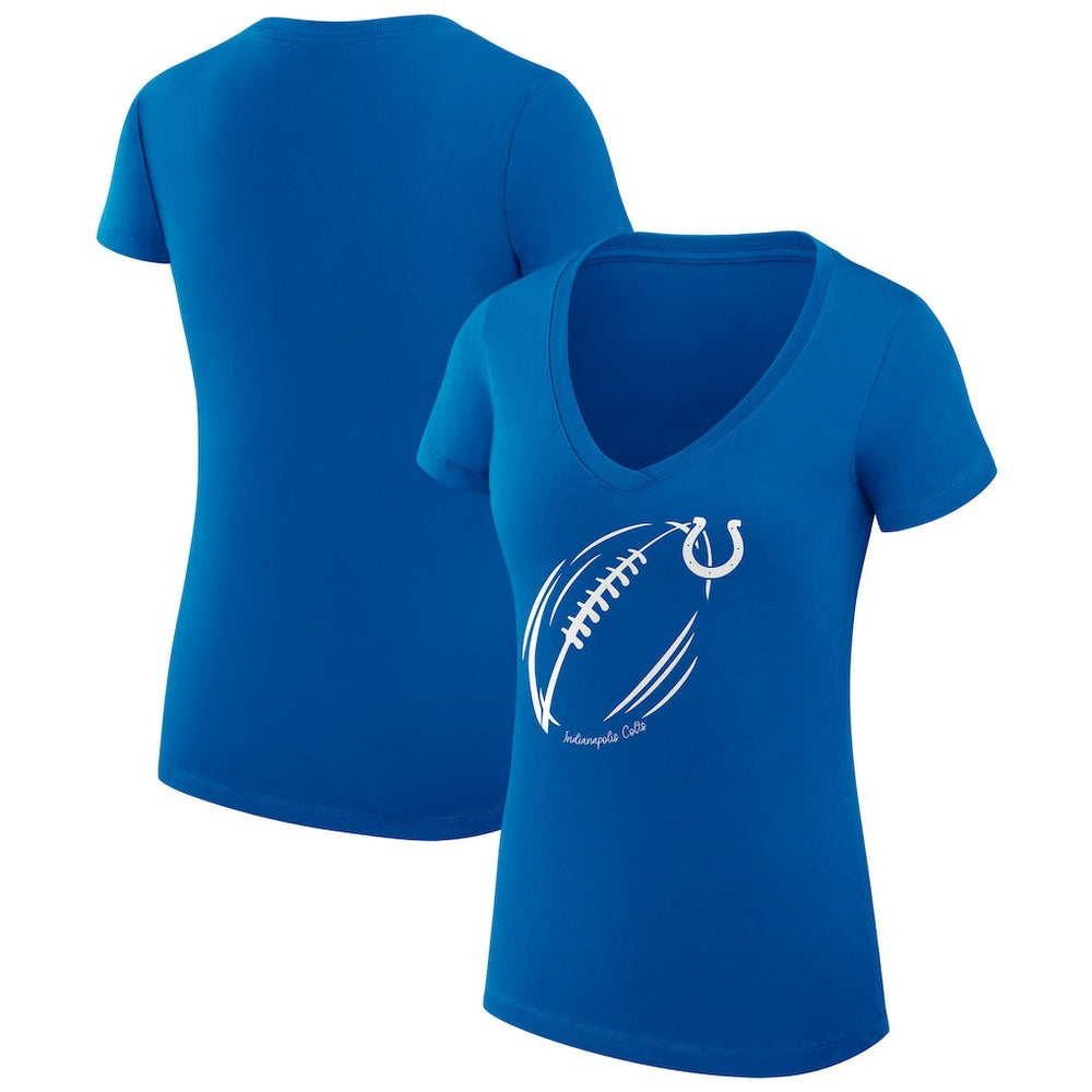 Indianapolis Colts G-III 4Her by Carl Banks Women's Super-Slim Fit Lightweight Subtle Football V-Neck T-Shirt - Royal - NFL