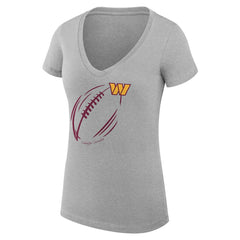 Washington Commanders G-III 4Her by Carl Banks Women's Super-Slim Fit Lightweight Subtle Football V-Neck T-Shirt - Heather Gray - NFL