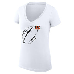 Cincinnati Bengals G-III 4Her by Carl Banks Women's Super-Slim Fit Lightweight Subtle Football V-Neck T-Shirt - White - NFL