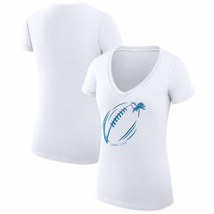 Detroit Lions G-III 4Her by Carl Banks Women's Super-Slim Fit Lightweight Subtle Football V-Neck T-Shirt - White - NFL