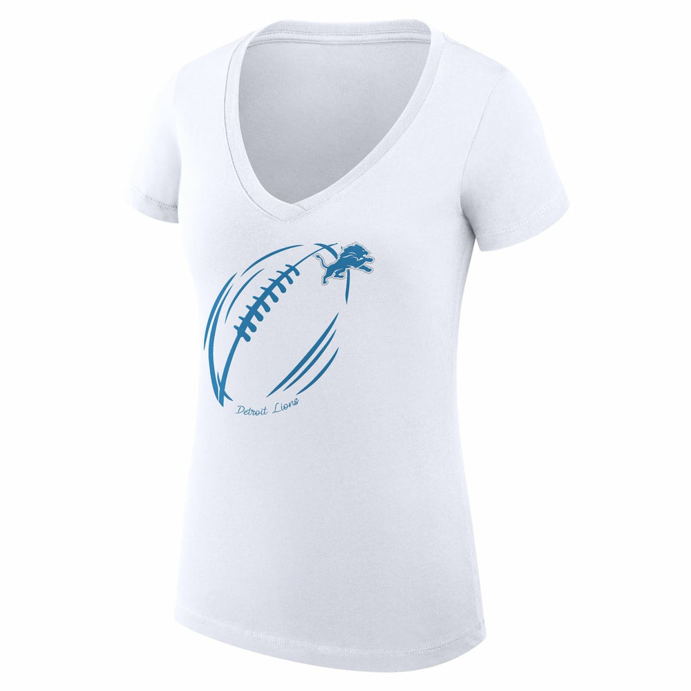 Detroit Lions G-III 4Her by Carl Banks Women's Super-Slim Fit Lightweight Subtle Football V-Neck T-Shirt - White - NFL