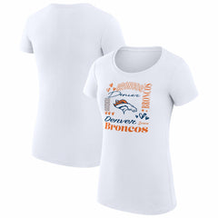 Denver Broncos G-III 4Her by Carl Banks Women's Super-Slim Fit Lightweight Collage Team T-Shirt - White - NFL