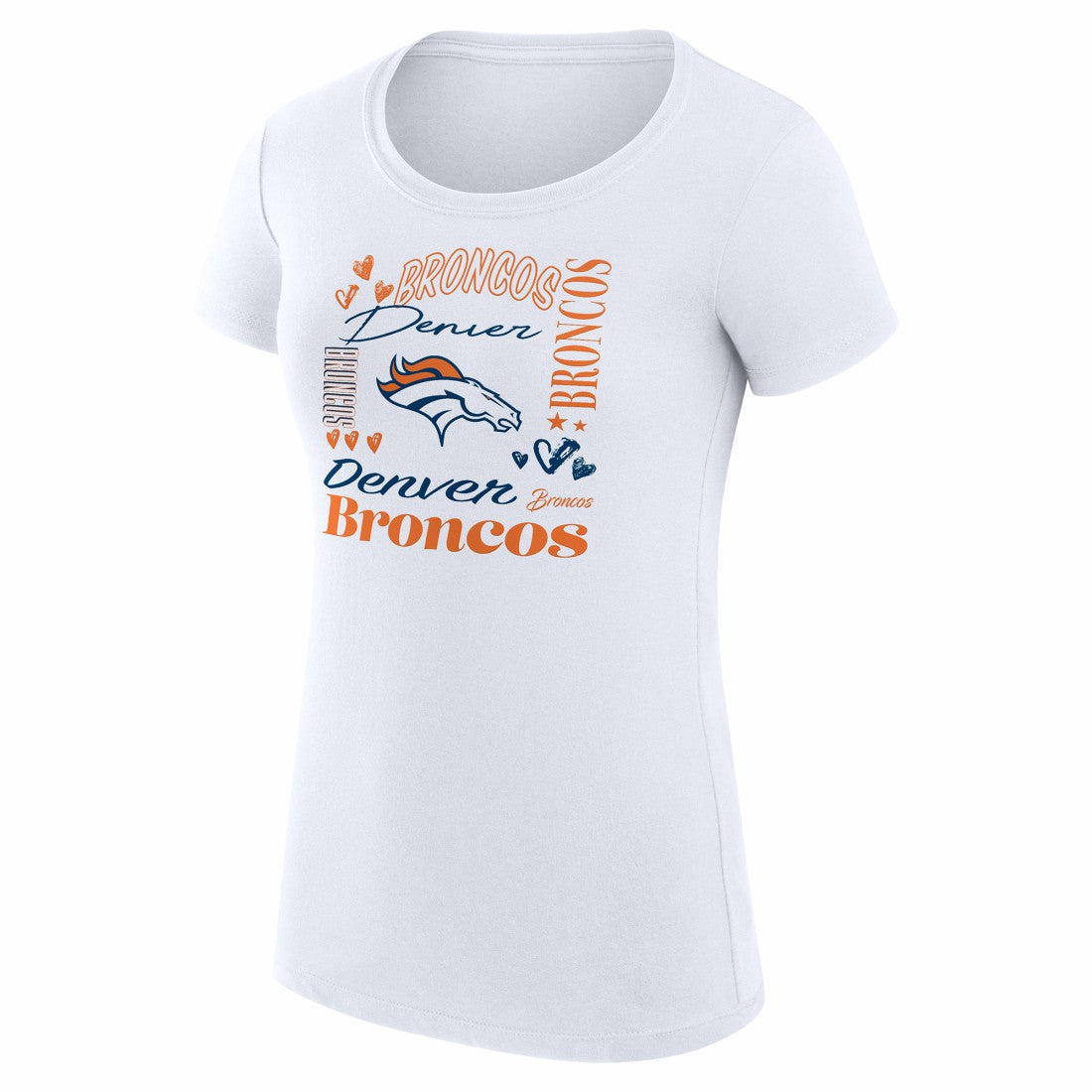 Denver Broncos G-III 4Her by Carl Banks Women's Super-Slim Fit Lightweight Collage Team T-Shirt - White - NFL