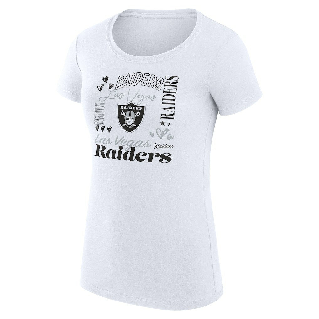 Las Vegas Raiders G-III 4Her by Carl Banks Women's Super-Slim Fit Lightweight Collage Team T-Shirt - White - NFL