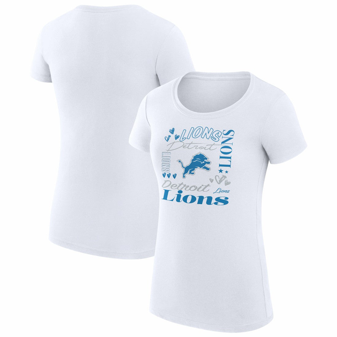 Detroit Lions G-III 4Her by Carl Banks Women's Super-Slim Fit Lightweight Collage Team T-Shirt - White - NFL
