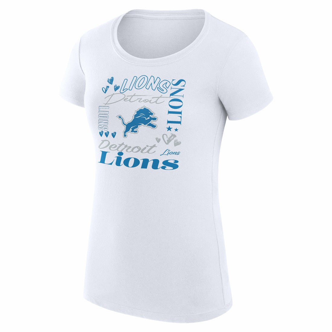 Detroit Lions G-III 4Her by Carl Banks Women's Super-Slim Fit Lightweight Collage Team T-Shirt - White - NFL