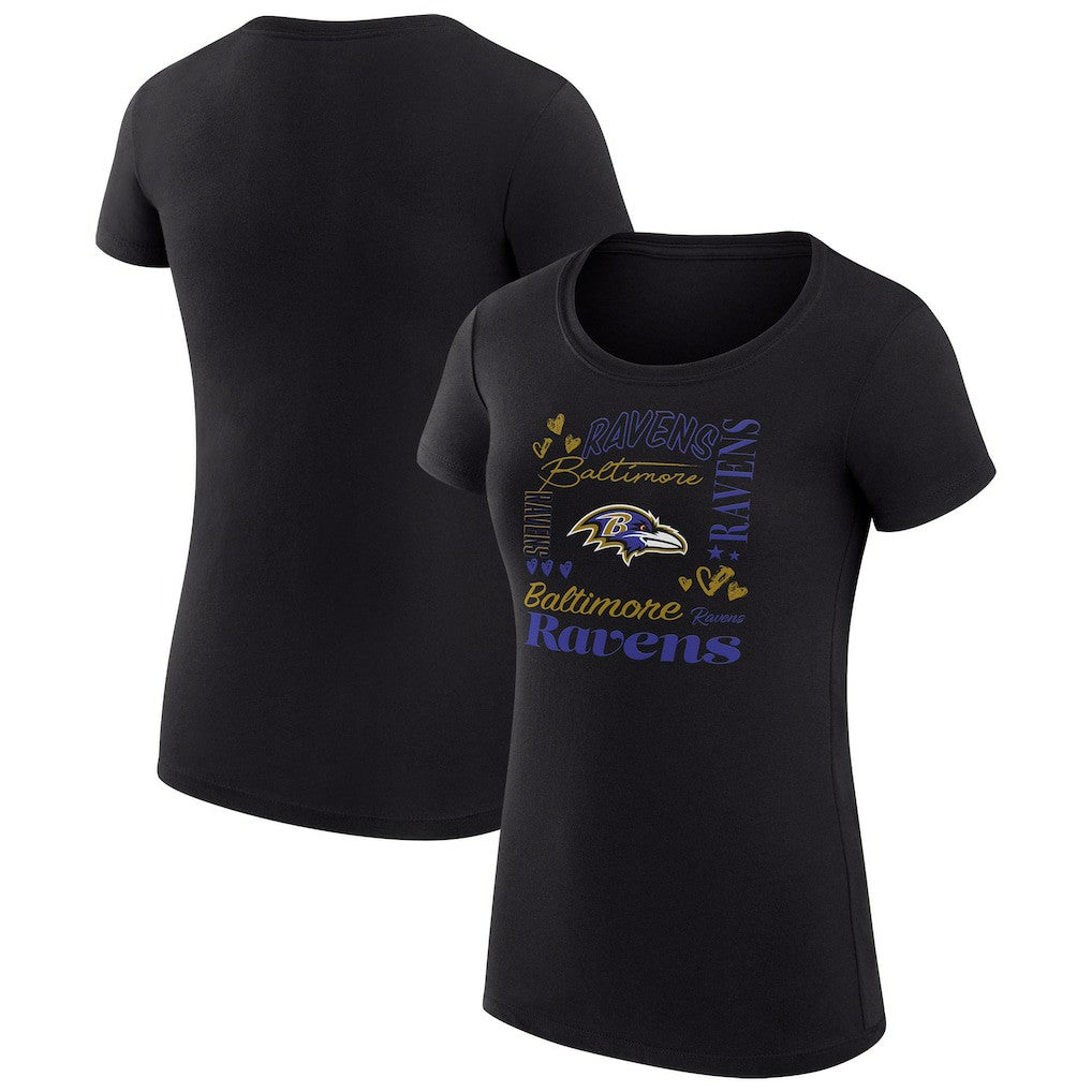 Baltimore Ravens G-III 4Her by Carl Banks Women's Super-Slim Fit Lightweight Collage Team T-Shirt - Black - NFL