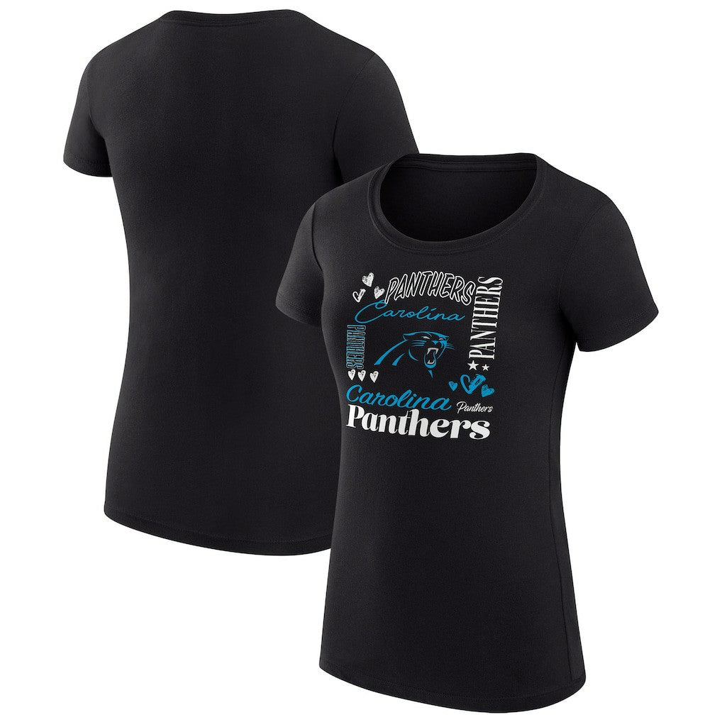 Carolina Panthers G-III 4Her by Carl Banks Women's Super-Slim Fit Lightweight Collage Team T-Shirt - Black - NFL