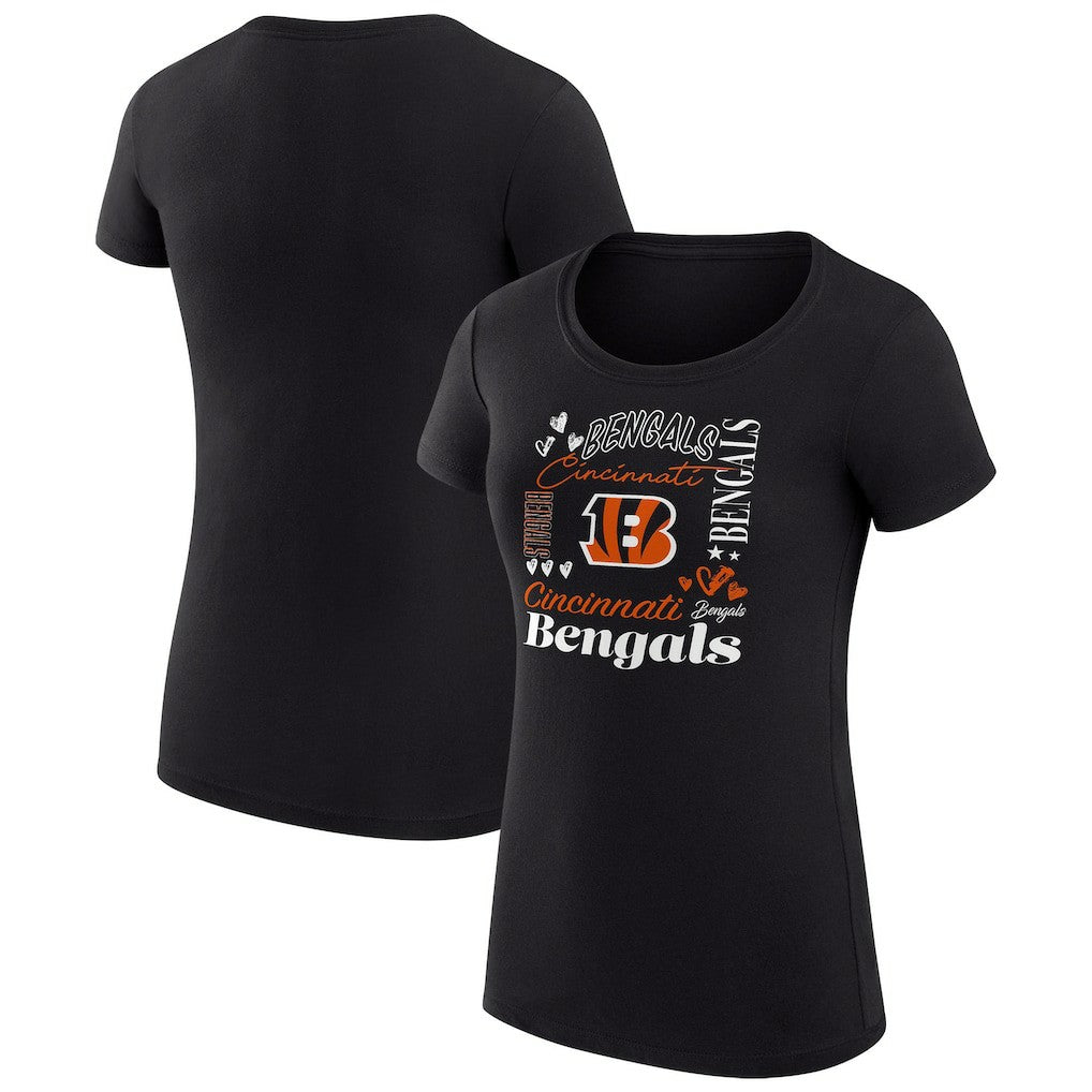 Cincinnati Bengals G-III 4Her by Carl Banks Women's Super-Slim Fit Lightweight Collage Team T-Shirt - Black - NFL