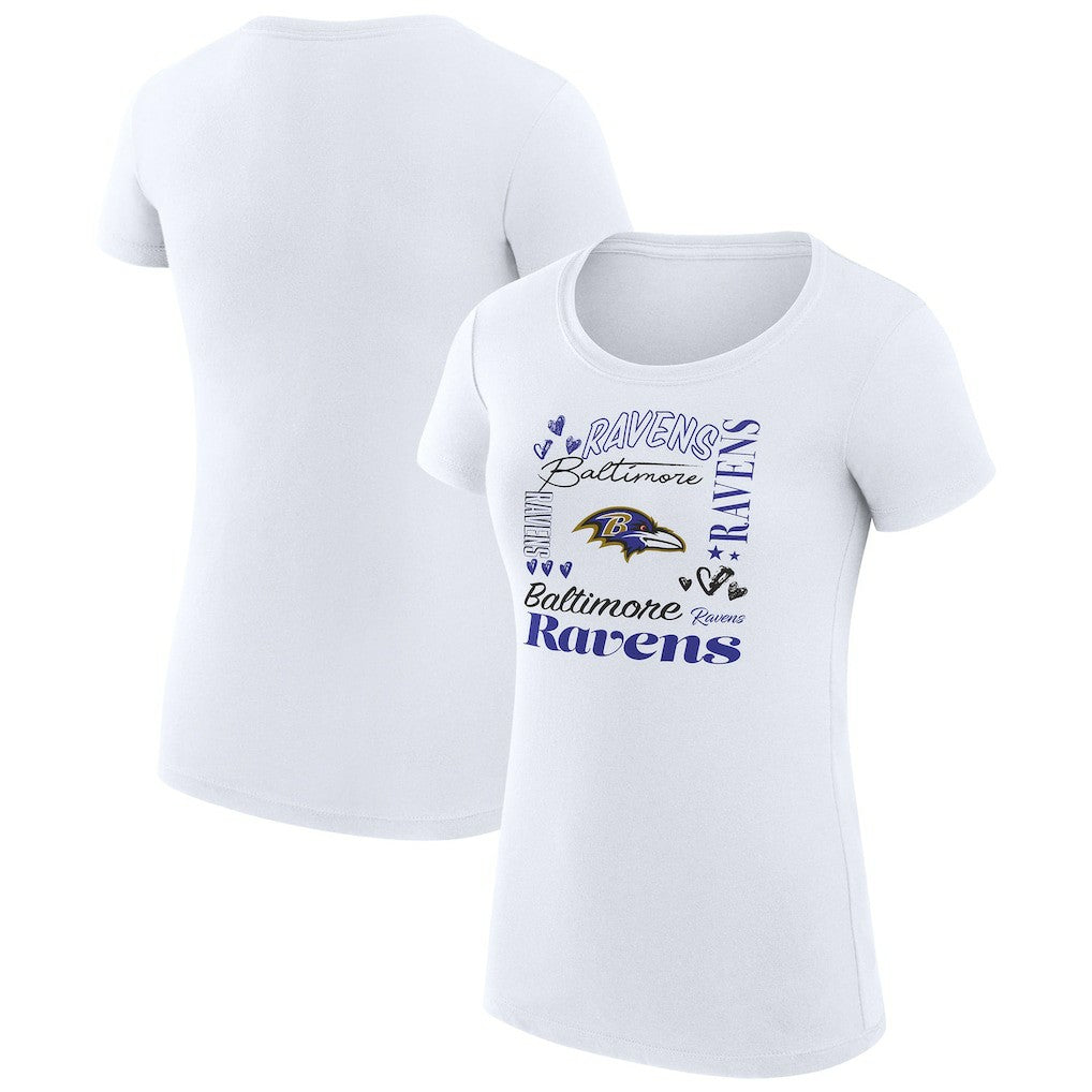 Baltimore Ravens G-III 4Her by Carl Banks Women's Super-Slim Fit Lightweight Collage Team T-Shirt - White - NFL