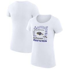 Baltimore Ravens G-III 4Her by Carl Banks Women's Super-Slim Fit Lightweight Collage Team T-Shirt - White - NFL