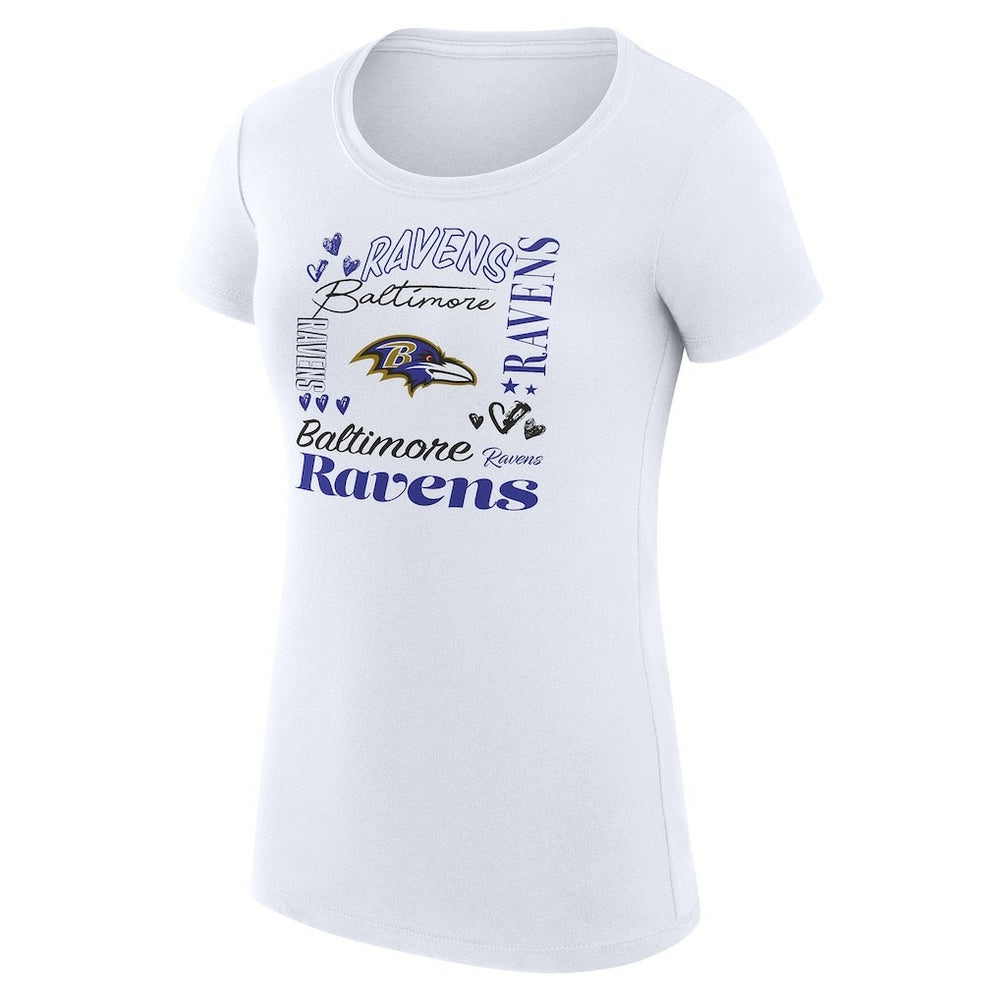 Baltimore Ravens G-III 4Her by Carl Banks Women's Super-Slim Fit Lightweight Collage Team T-Shirt - White - NFL