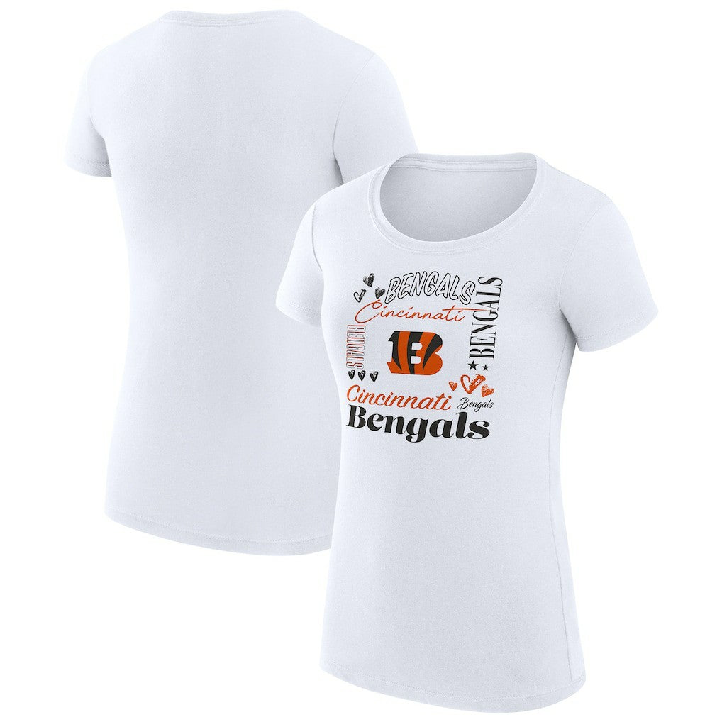 Cincinnati Bengals G-III 4Her by Carl Banks Women's Super-Slim Fit Lightweight Collage Team T-Shirt - White - NFL