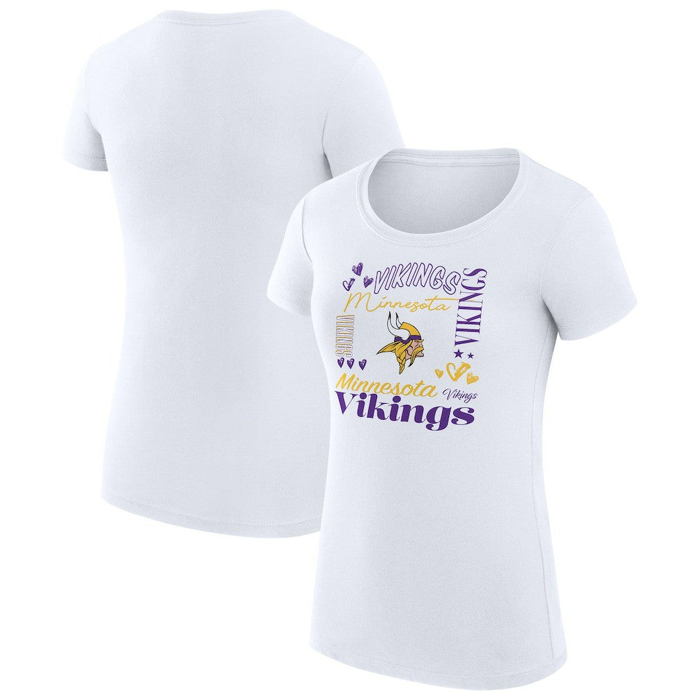 Minnesota Vikings G-III 4Her by Carl Banks Women's Super-Slim Fit Lightweight Collage Team T-Shirt - White - NFL