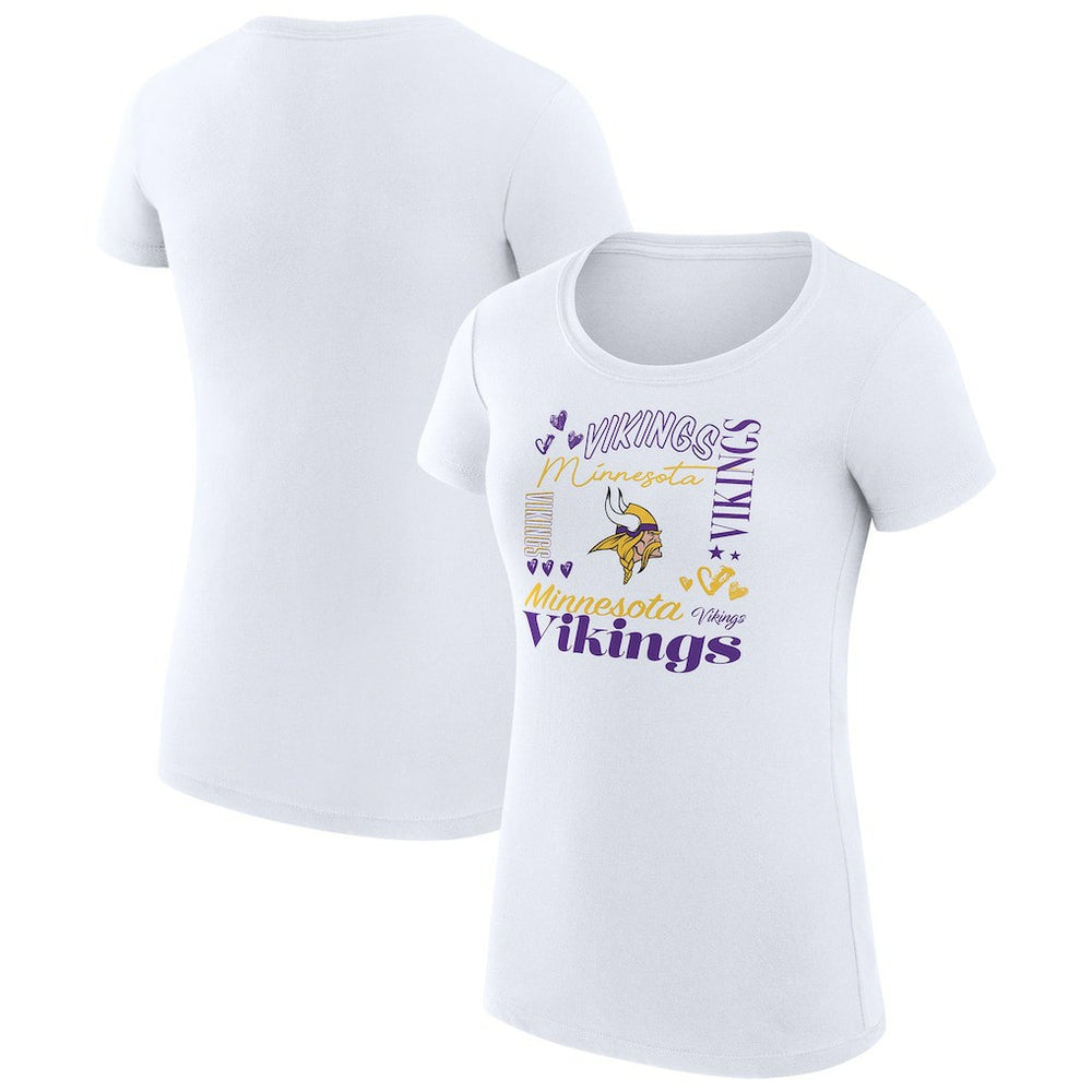 Minnesota Vikings G-III 4Her by Carl Banks Women's Super-Slim Fit Lightweight Collage Team T-Shirt - White - NFL