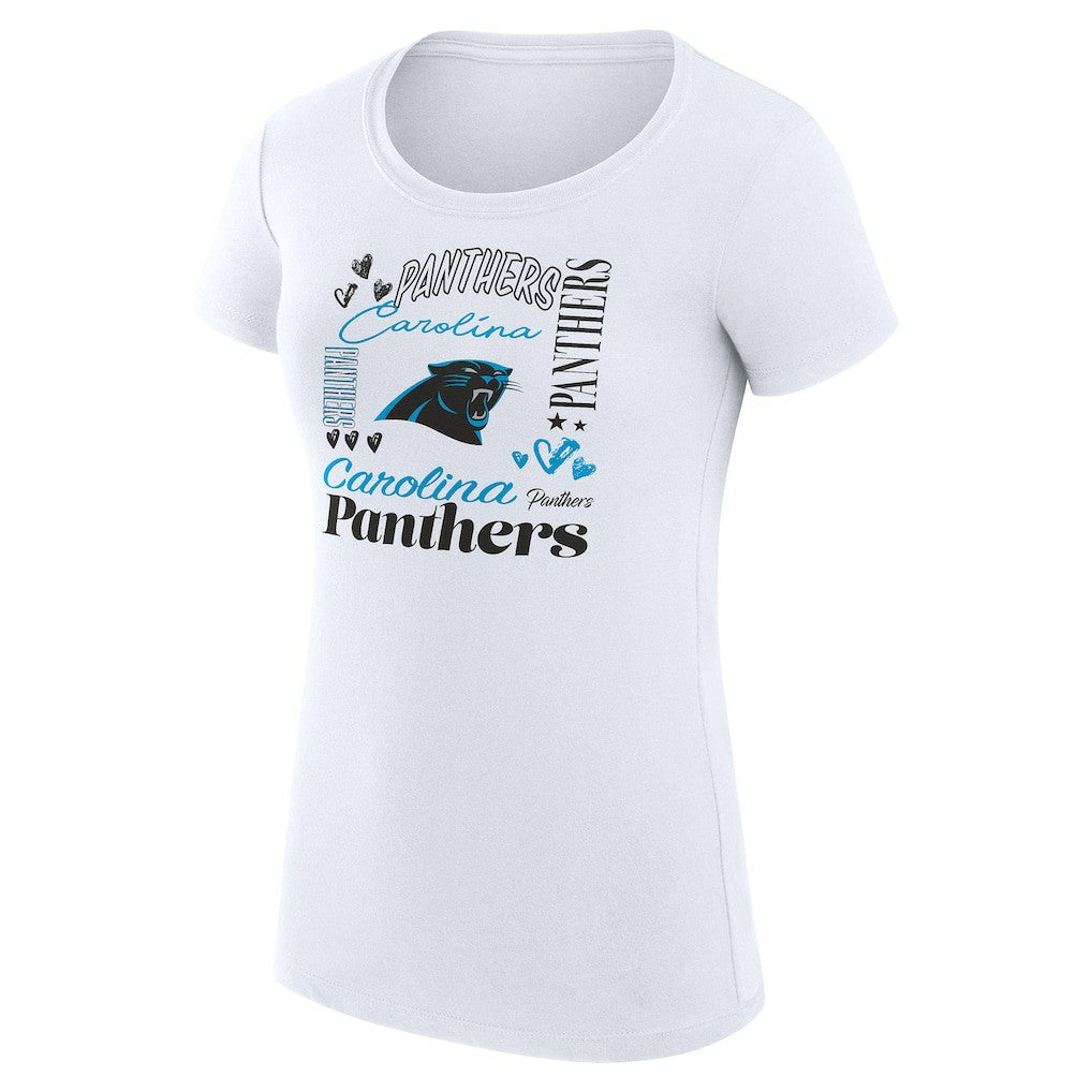 Carolina Panthers G-III 4Her by Carl Banks Women's Super-Slim Fit Lightweight Collage Team T-Shirt - White - NFL