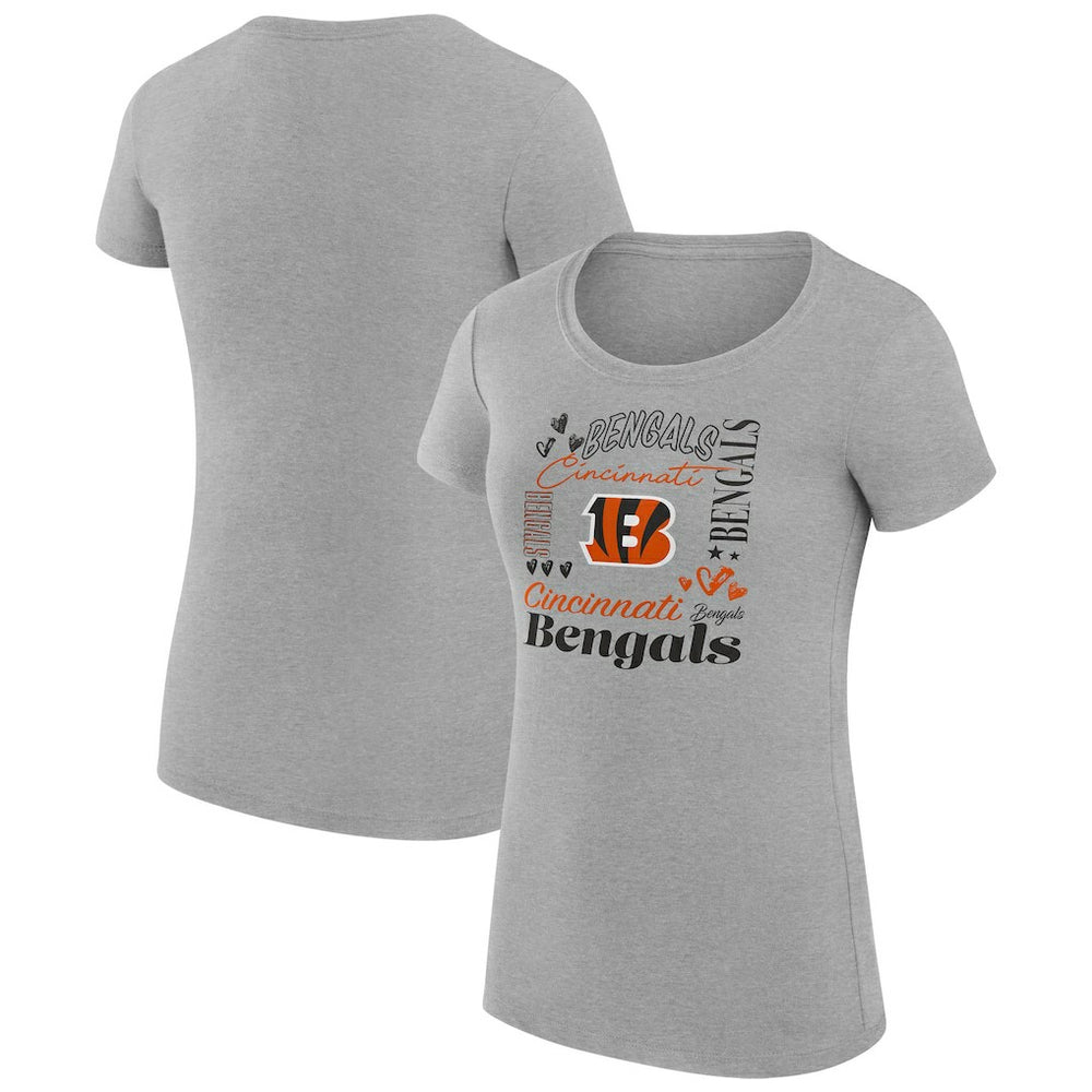 Cincinnati Bengals G-III 4Her by Carl Banks Women's Super-Slim Fit Lightweight Collage Team T-Shirt - Heather Gray - NFL