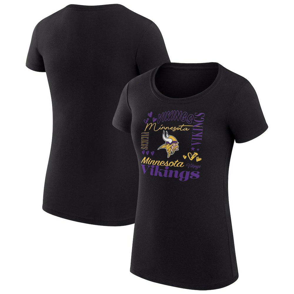 Minnesota Vikings G-III 4Her by Carl Banks Women's Super-Slim Fit Lightweight Collage Team T-Shirt - Black - NFL