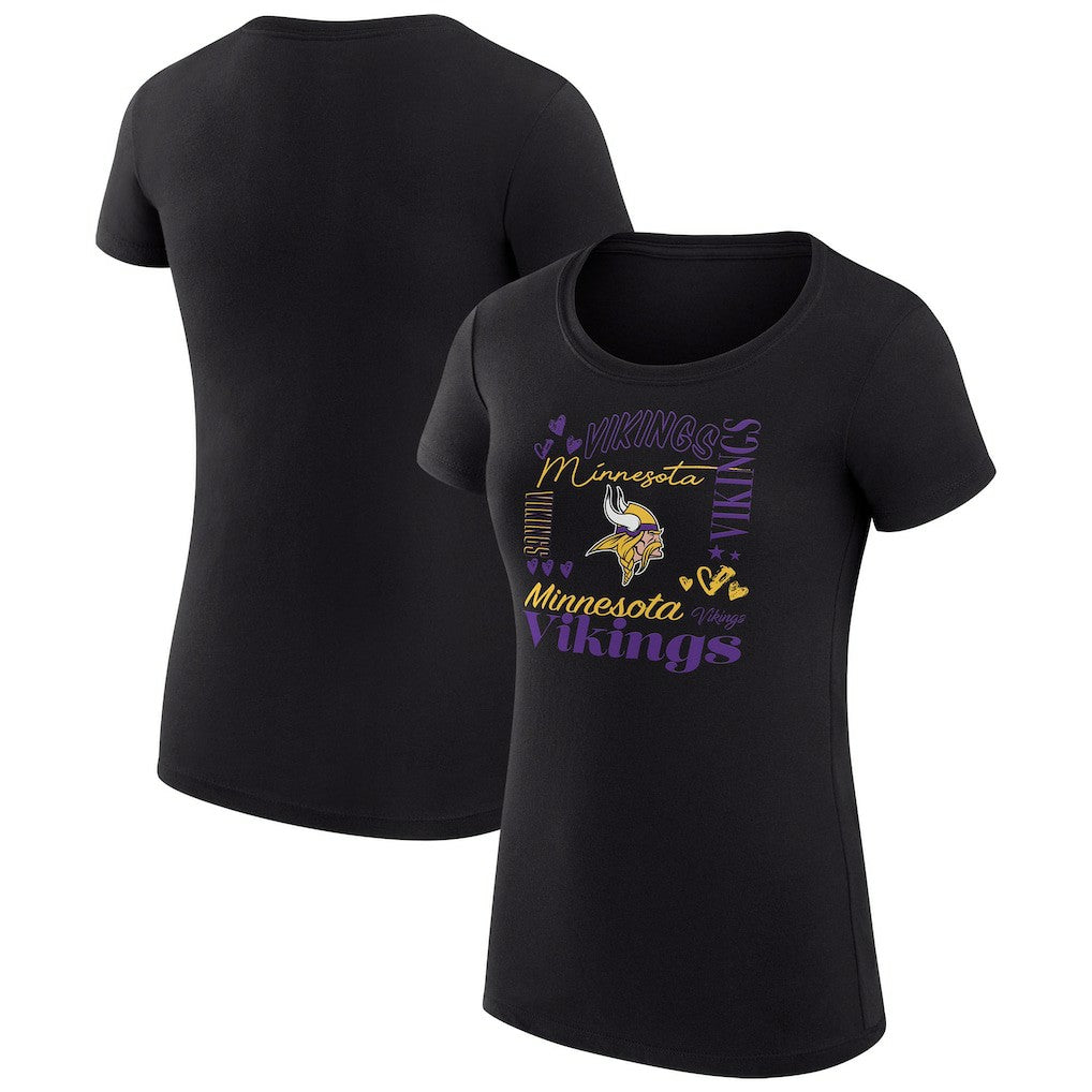 Minnesota Vikings G-III 4Her by Carl Banks Women's Super-Slim Fit Lightweight Collage Team T-Shirt - Black - NFL