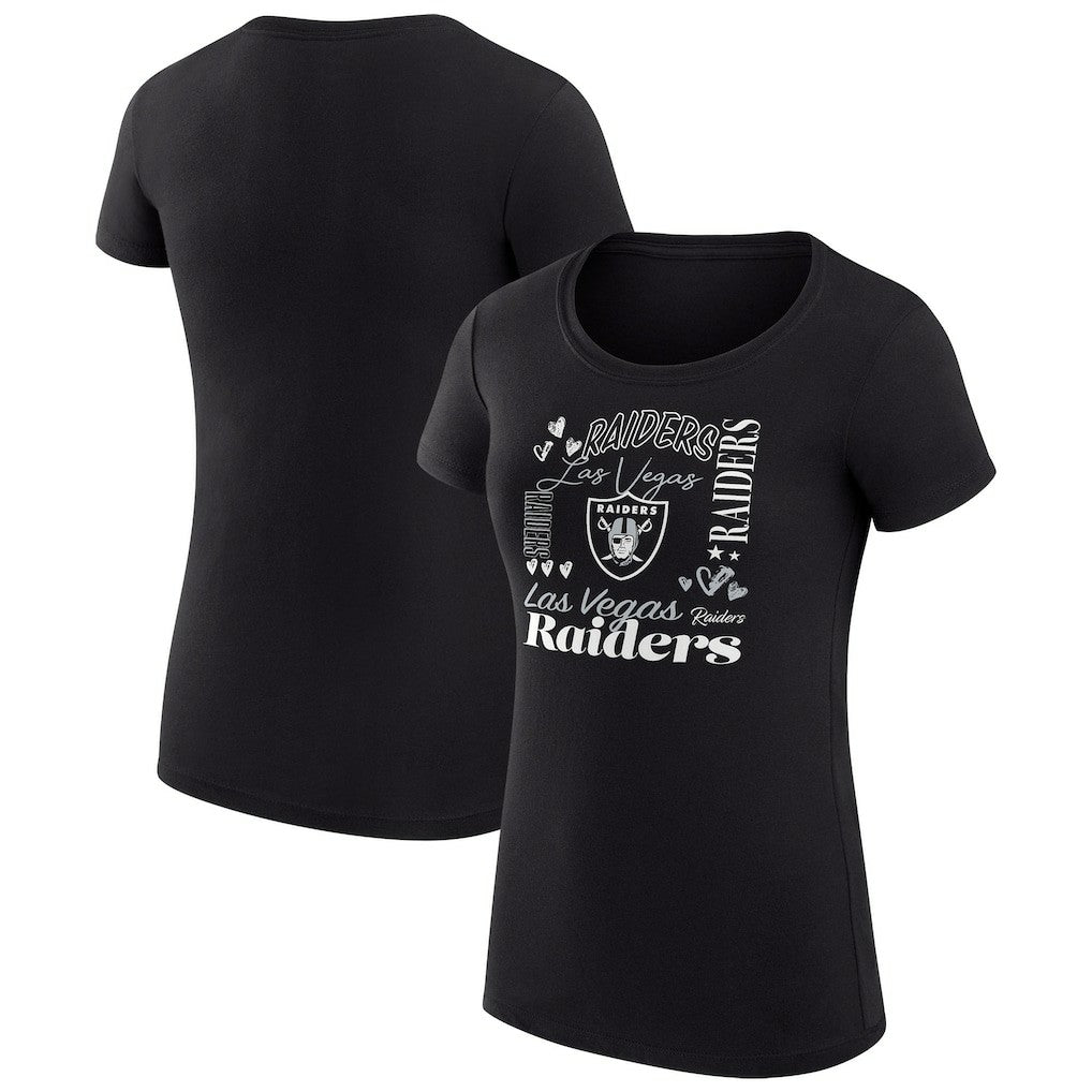 Las Vegas Raiders G-III 4Her by Carl Banks Women's Super-Slim Fit Lightweight Collage Team T-Shirt - Black - NFL