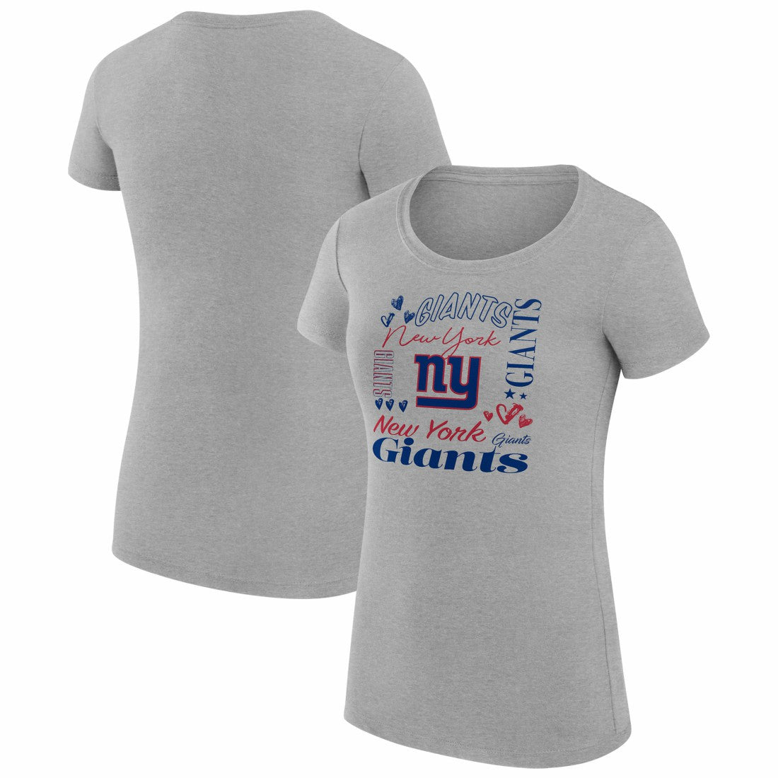 New York Giants G-III 4Her by Carl Banks Women's Super-Slim Fit Lightweight Collage Team T-Shirt - Heather Gray - NFL