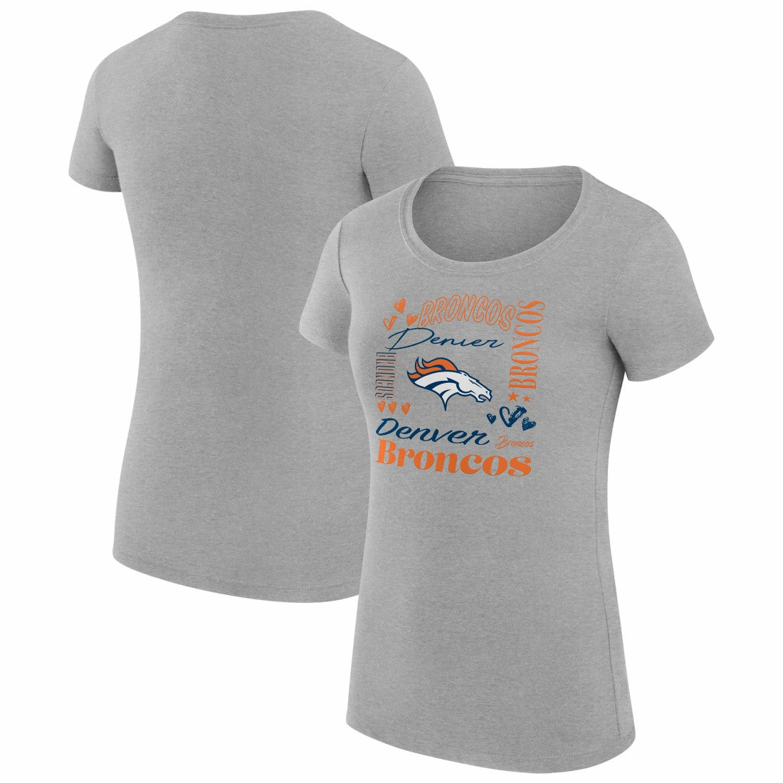 Denver Broncos G-III 4Her by Carl Banks Women's Super-Slim Fit Lightweight Collage Team T-Shirt - Heather Gray - NFL