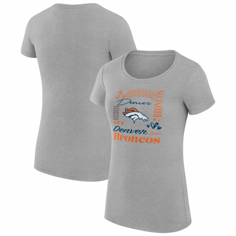 Denver Broncos G-III 4Her by Carl Banks Women's Super-Slim Fit Lightweight Collage Team T-Shirt - Heather Gray - NFL