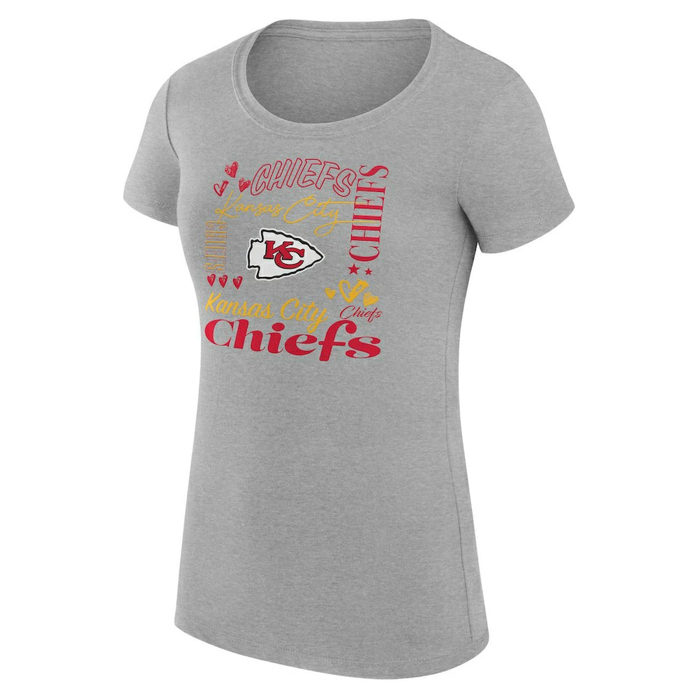 Kansas City Chiefs G-III 4Her by Carl Banks Women's Super-Slim Fit Lightweight Collage Team T-Shirt - Heather Gray - NFL