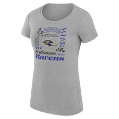 Baltimore Ravens G-III 4Her by Carl Banks Women's Super-Slim Fit Lightweight Collage Team T-Shirt - Heather Gray - NFL