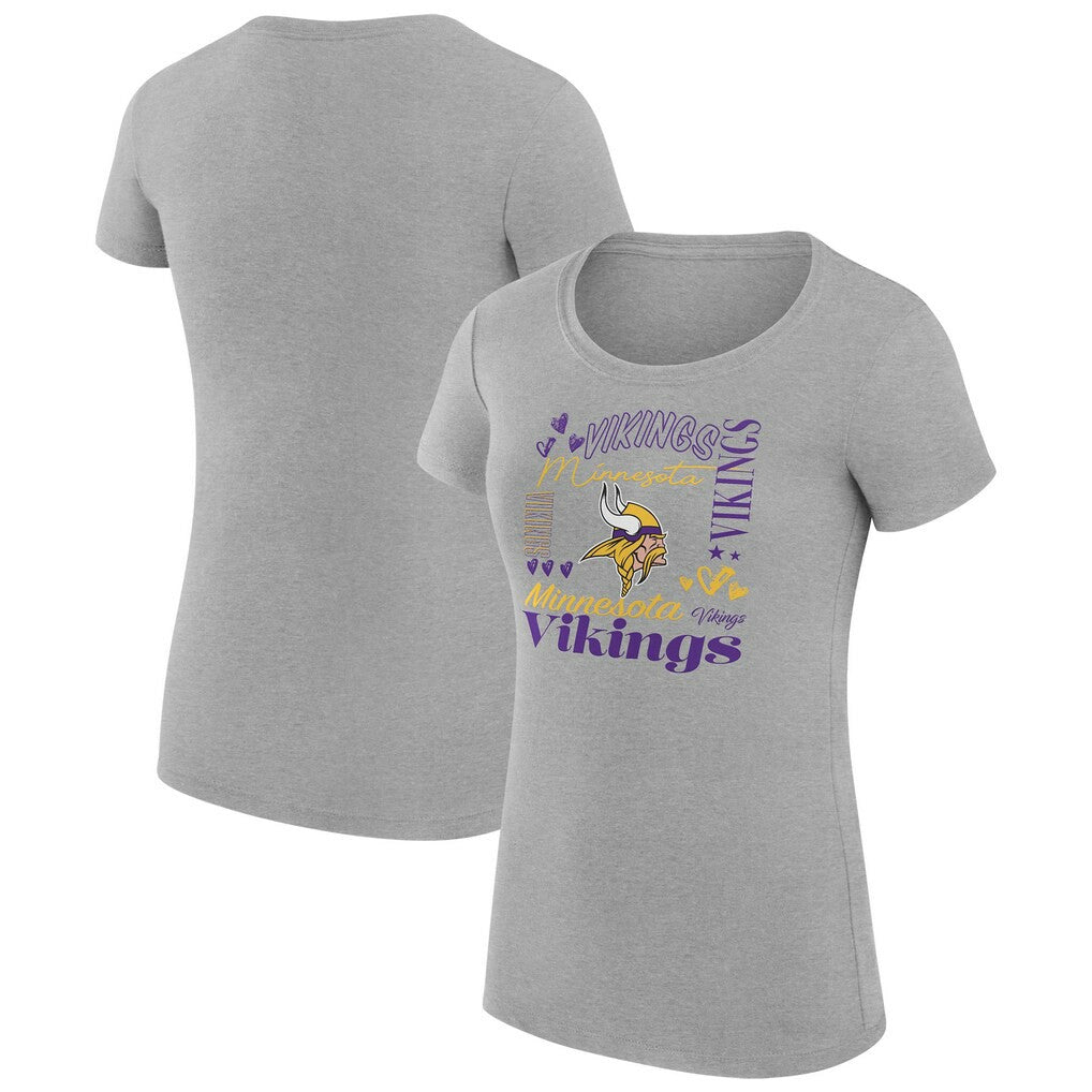 Minnesota Vikings G-III 4Her by Carl Banks Women's Super-Slim Fit Lightweight Collage Team T-Shirt - Heather Gray - NFL