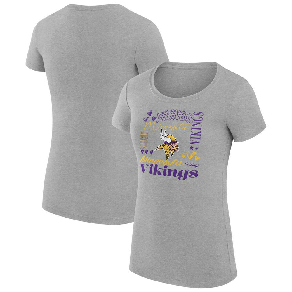 Minnesota Vikings G-III 4Her by Carl Banks Women's Super-Slim Fit Lightweight Collage Team T-Shirt - Heather Gray - NFL