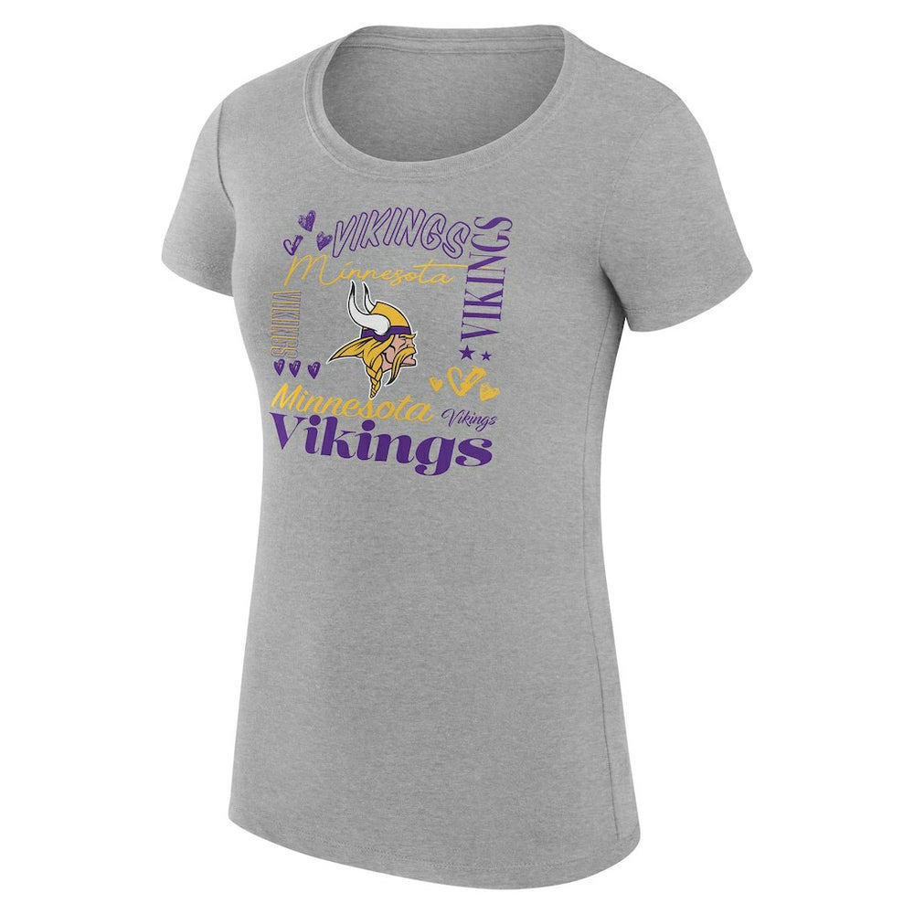 Minnesota Vikings G-III 4Her by Carl Banks Women's Super-Slim Fit Lightweight Collage Team T-Shirt - Heather Gray - NFL