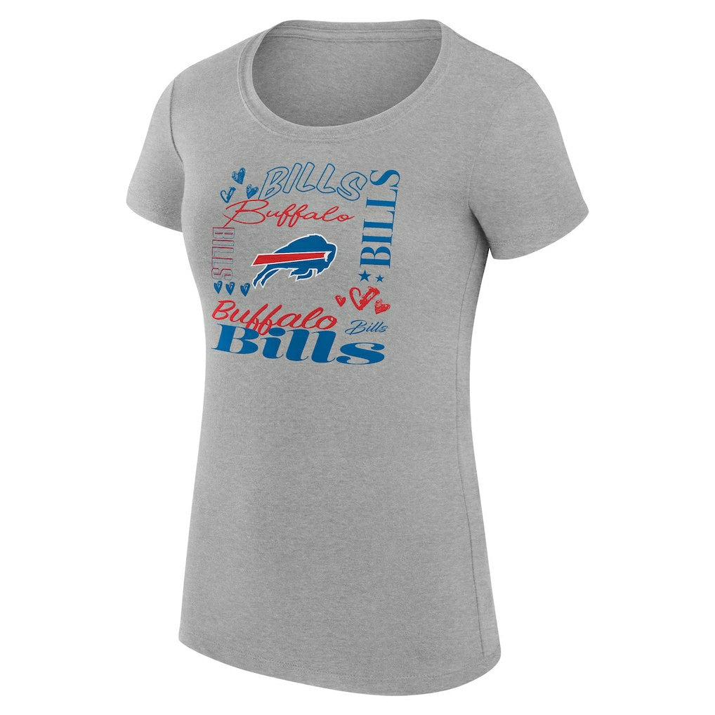 Buffalo Bills G-III 4Her by Carl Banks Women's Super-Slim Fit Lightweight Collage Team T-Shirt - Heather Gray - NFL