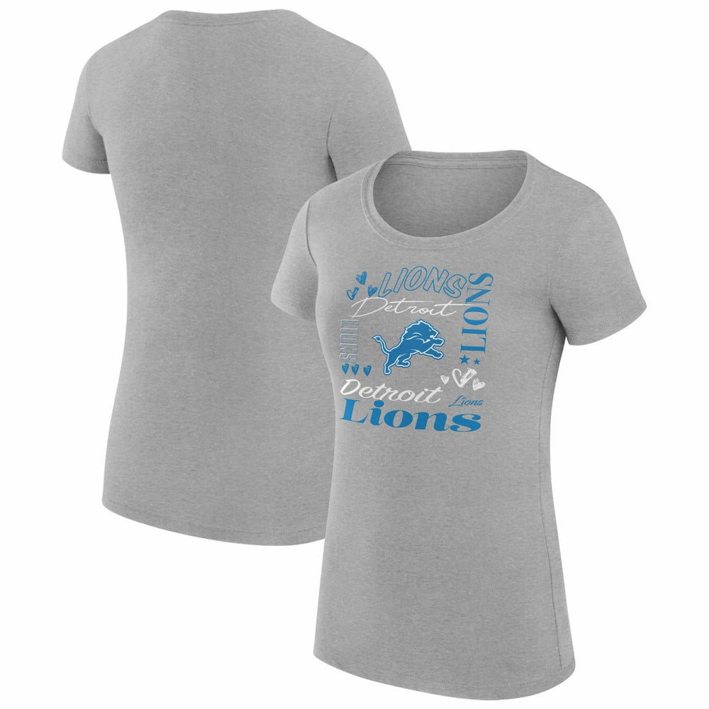 Detroit Lions G-III 4Her by Carl Banks Women's Super-Slim Fit Lightweight Collage Team T-Shirt - Heather Gray - NFL