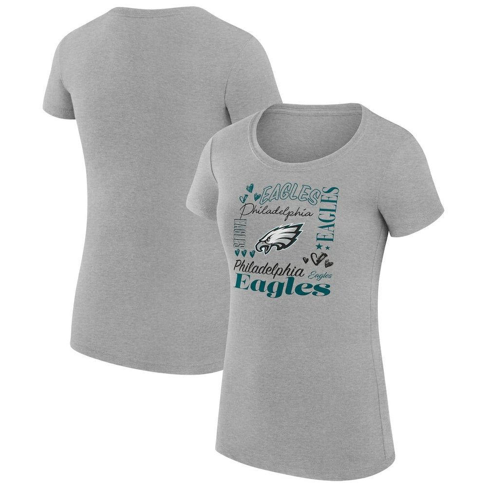 Philadelphia Eagles G-III 4Her by Carl Banks Women's Super-Slim Fit Lightweight Collage Team T-Shirt - Heather Gray - NFL