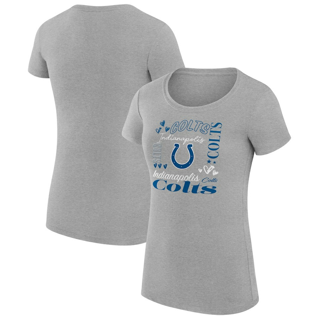 Indianapolis Colts G-III 4Her by Carl Banks Women's Super-Slim Fit Lightweight Collage Team T-Shirt - Heather Gray - NFL