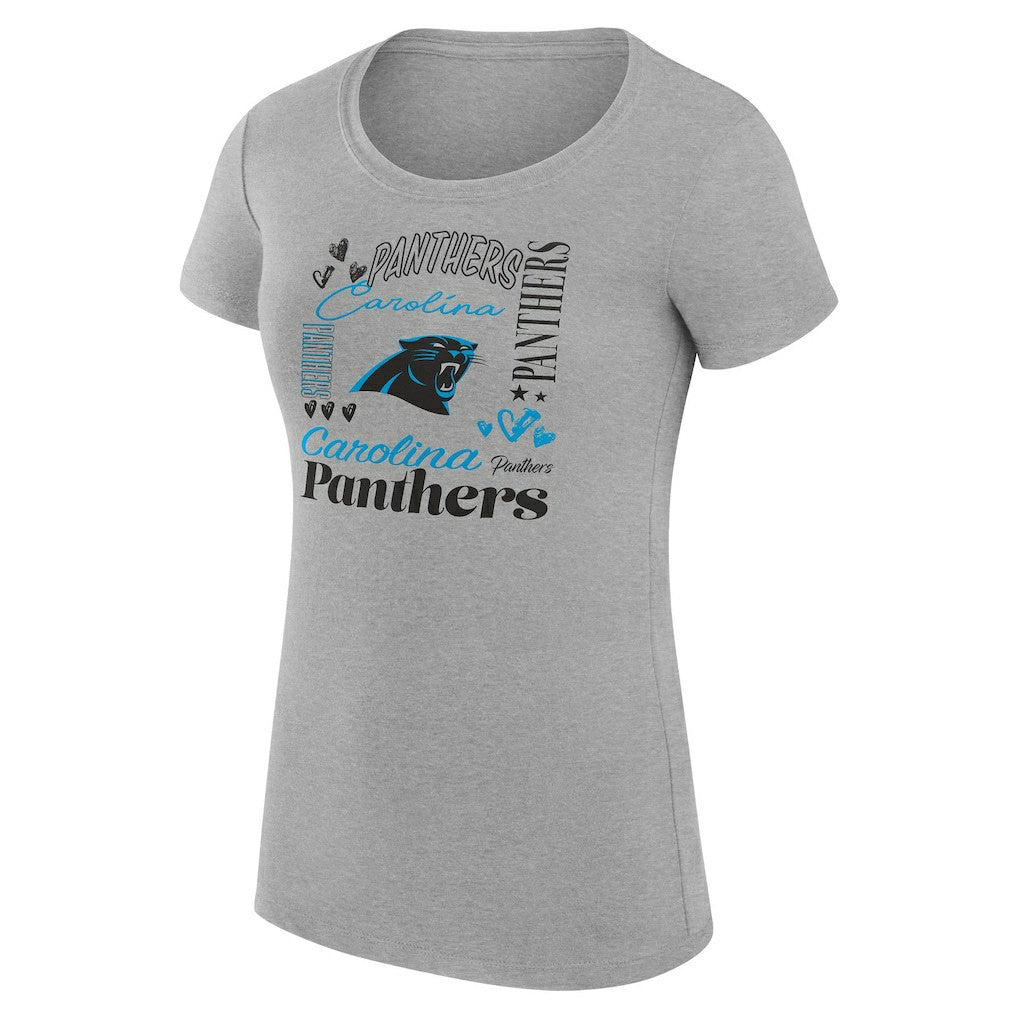 Carolina Panthers G-III 4Her by Carl Banks Women's Super-Slim Fit Lightweight Collage Team T-Shirt - Heather Gray - NFL