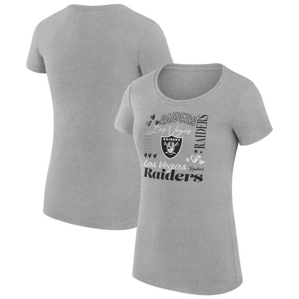 Las Vegas Raiders G-III 4Her by Carl Banks Women's Super-Slim Fit Lightweight Collage Team T-Shirt - Heather Gray - NFL