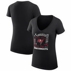 Tampa Bay Buccaneers G-III 4Her by Carl Banks Women's Super-Slim Fit Lightweight Collage Team V-Neck T-Shirt - Black - NFL