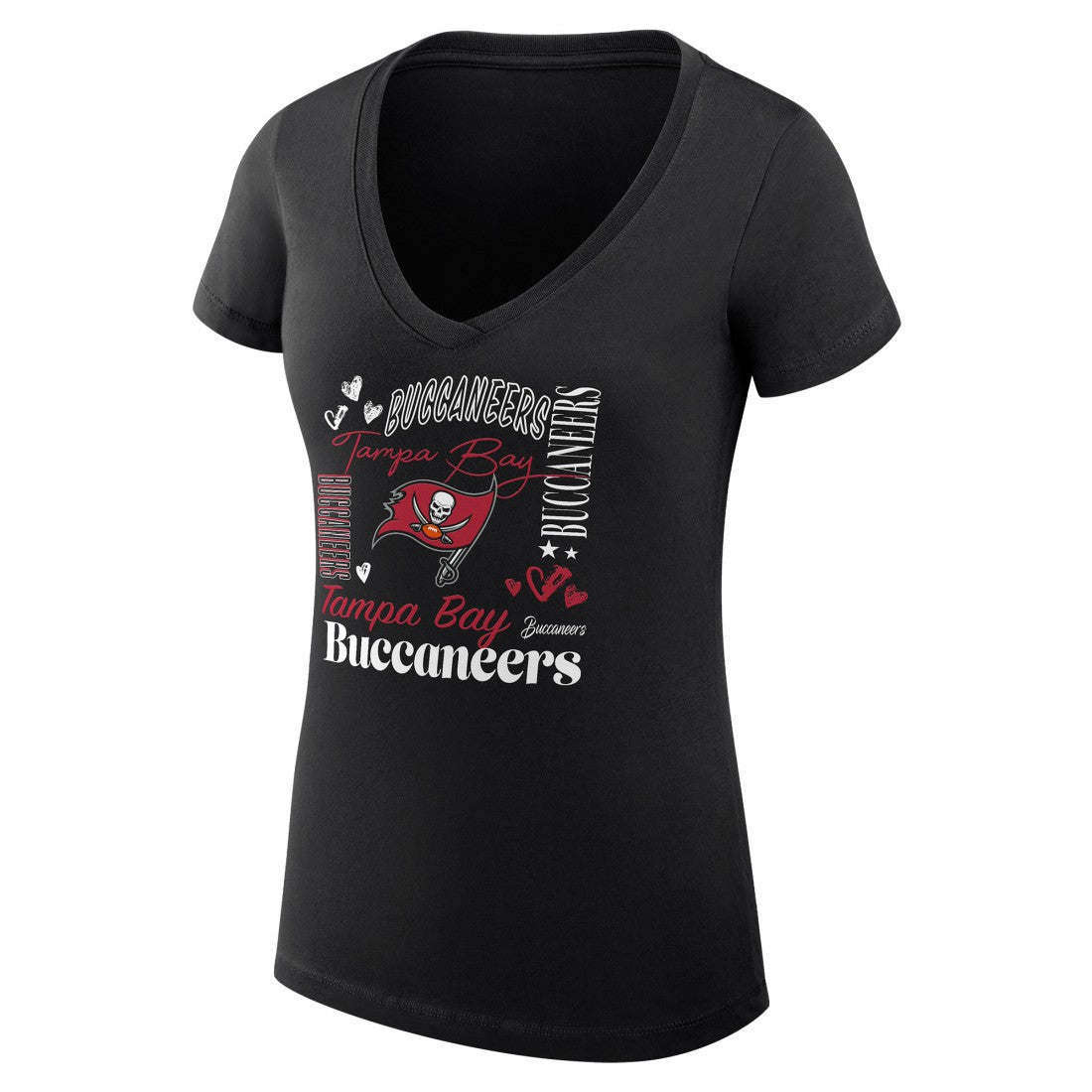 Tampa Bay Buccaneers G-III 4Her by Carl Banks Women's Super-Slim Fit Lightweight Collage Team V-Neck T-Shirt - Black - NFL