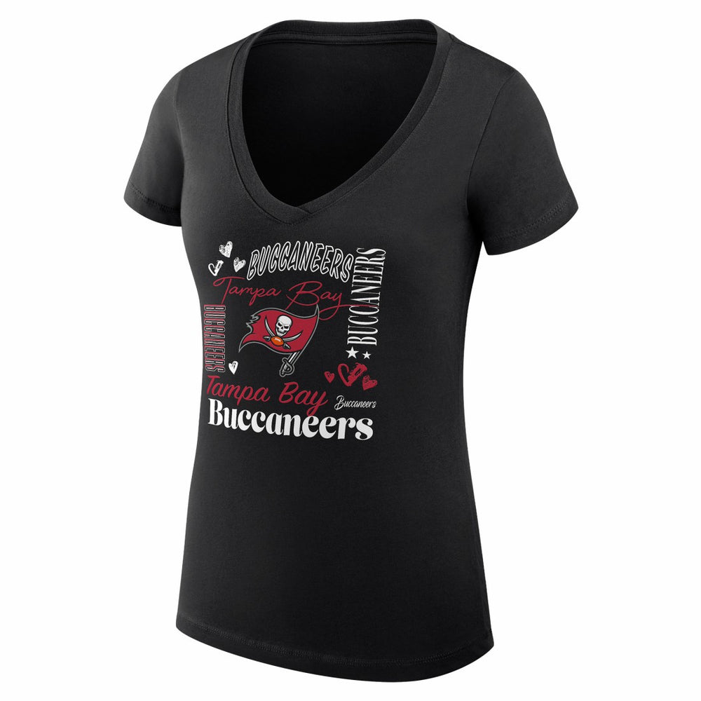 Tampa Bay Buccaneers G-III 4Her by Carl Banks Women's Super-Slim Fit Lightweight Collage Team V-Neck T-Shirt - Black - NFL