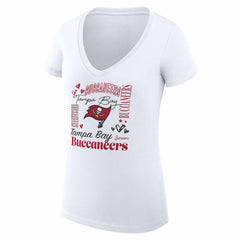 Tampa Bay Buccaneers G-III 4Her by Carl Banks Women's Super-Slim Fit Lightweight Collage Team V-Neck T-Shirt - White - NFL
