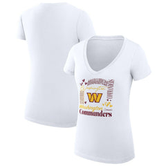 Washington Commanders G-III 4Her by Carl Banks Women's Super-Slim Fit Lightweight Collage Team V-Neck T-Shirt - White - NFL
