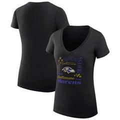Baltimore Ravens G-III 4Her by Carl Banks Women's Super-Slim Fit Lightweight Collage Team V-Neck T-Shirt - Black - NFL