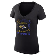 Baltimore Ravens G-III 4Her by Carl Banks Women's Super-Slim Fit Lightweight Collage Team V-Neck T-Shirt - Black - NFL