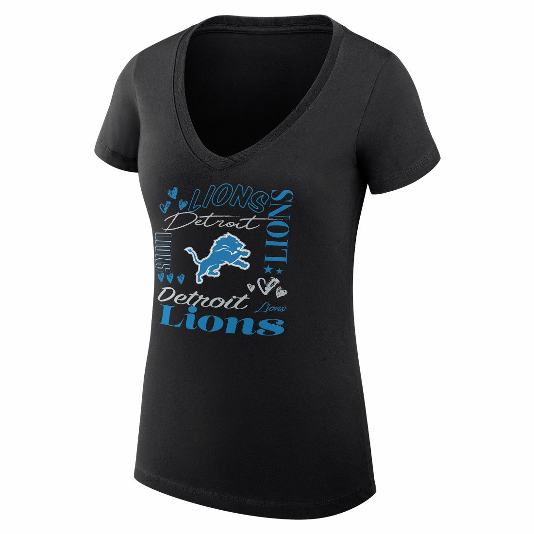 Detroit Lions G-III 4Her by Carl Banks Women's Super-Slim Fit Lightweight Collage Team V-Neck T-Shirt - Black - NFL