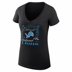 Detroit Lions G-III 4Her by Carl Banks Women's Super-Slim Fit Lightweight Collage Team V-Neck T-Shirt - Black - NFL