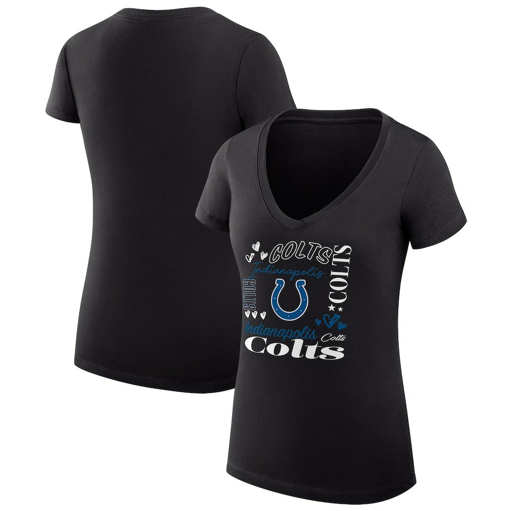 Indianapolis Colts G-III 4Her by Carl Banks Women's Super-Slim Fit Lightweight Collage Team V-Neck T-Shirt - Black - NFL