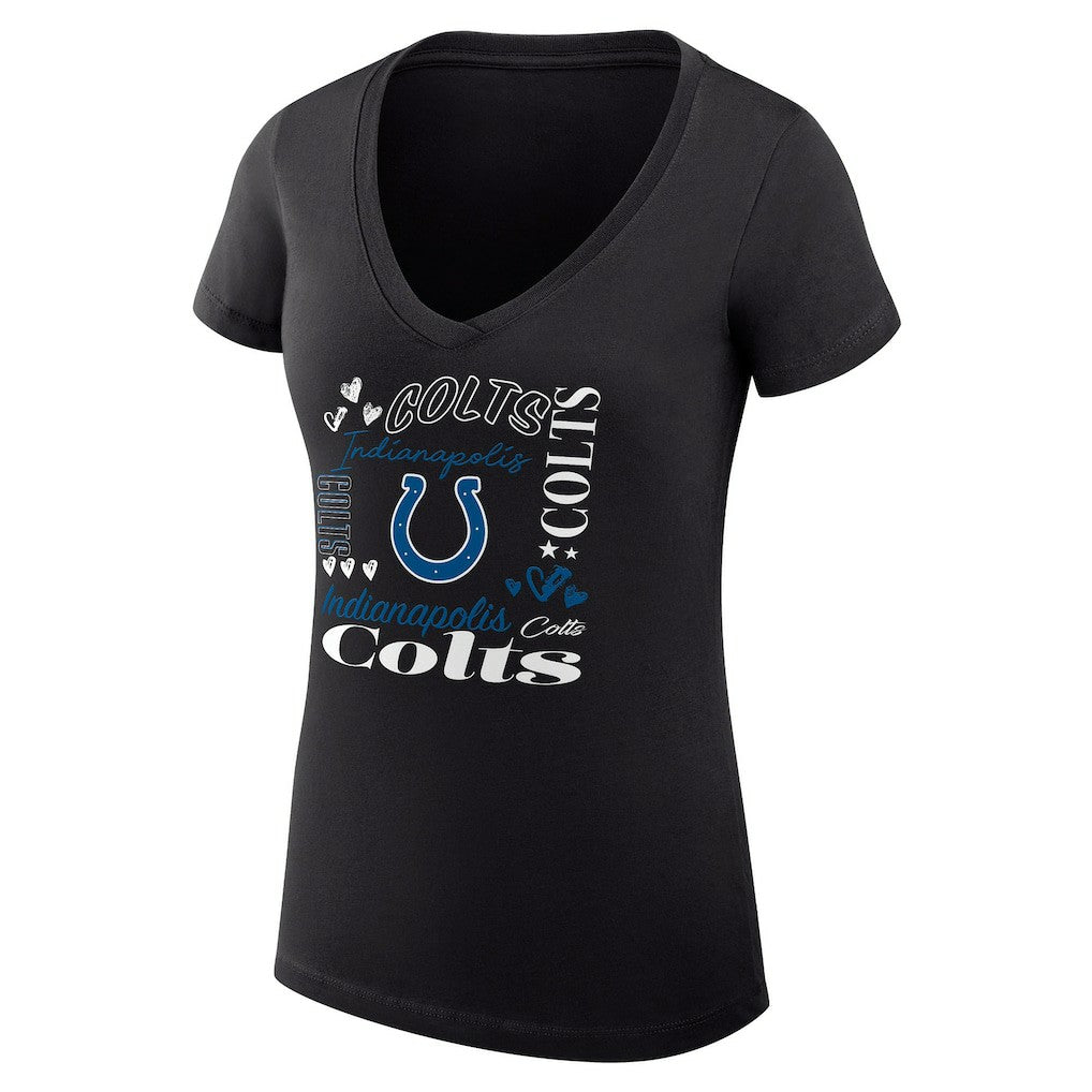 Indianapolis Colts G-III 4Her by Carl Banks Women's Super-Slim Fit Lightweight Collage Team V-Neck T-Shirt - Black - NFL