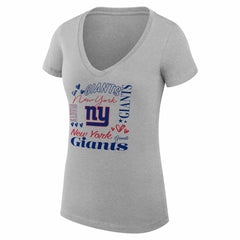 New York Giants G-III 4Her by Carl Banks Women's Super-Slim Fit Lightweight Collage Team V-Neck T-Shirt - Heather Gray - NFL